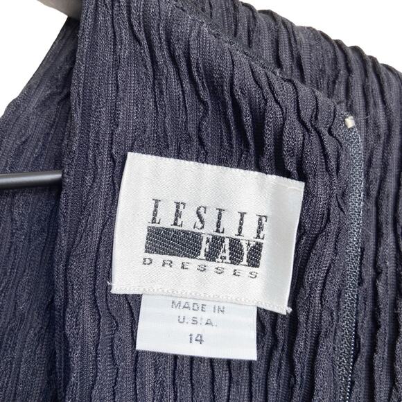 Vintage Puff Sleeve Pleated Dress Black Sequin Women's Size 14 Union Tag - Picture 3 of 10